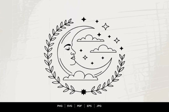 Download Celestial Moon Face Botanical Wreath - Botanic Collection
