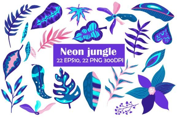 Download Neon Floral Set Isolated | Botanic Neon - Botanic Collection